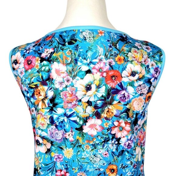 Women's XXL Blue Tropical Tank Top - Chic Half-Placket Design Lightweight Style - Picture 6 of 12